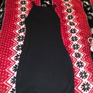 Basic black straight down dress